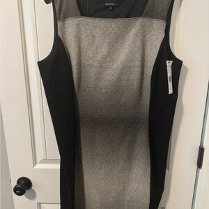 Lafayette 148 New York Black and Gray Midi Dress